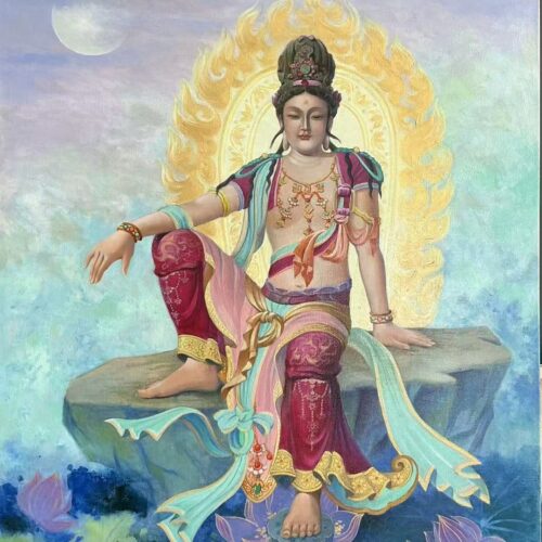 Water and Moon Guanyin 水月观音
Oil on linen canvas 亚麻画布油画
99 x 79 cm
Sep 2021